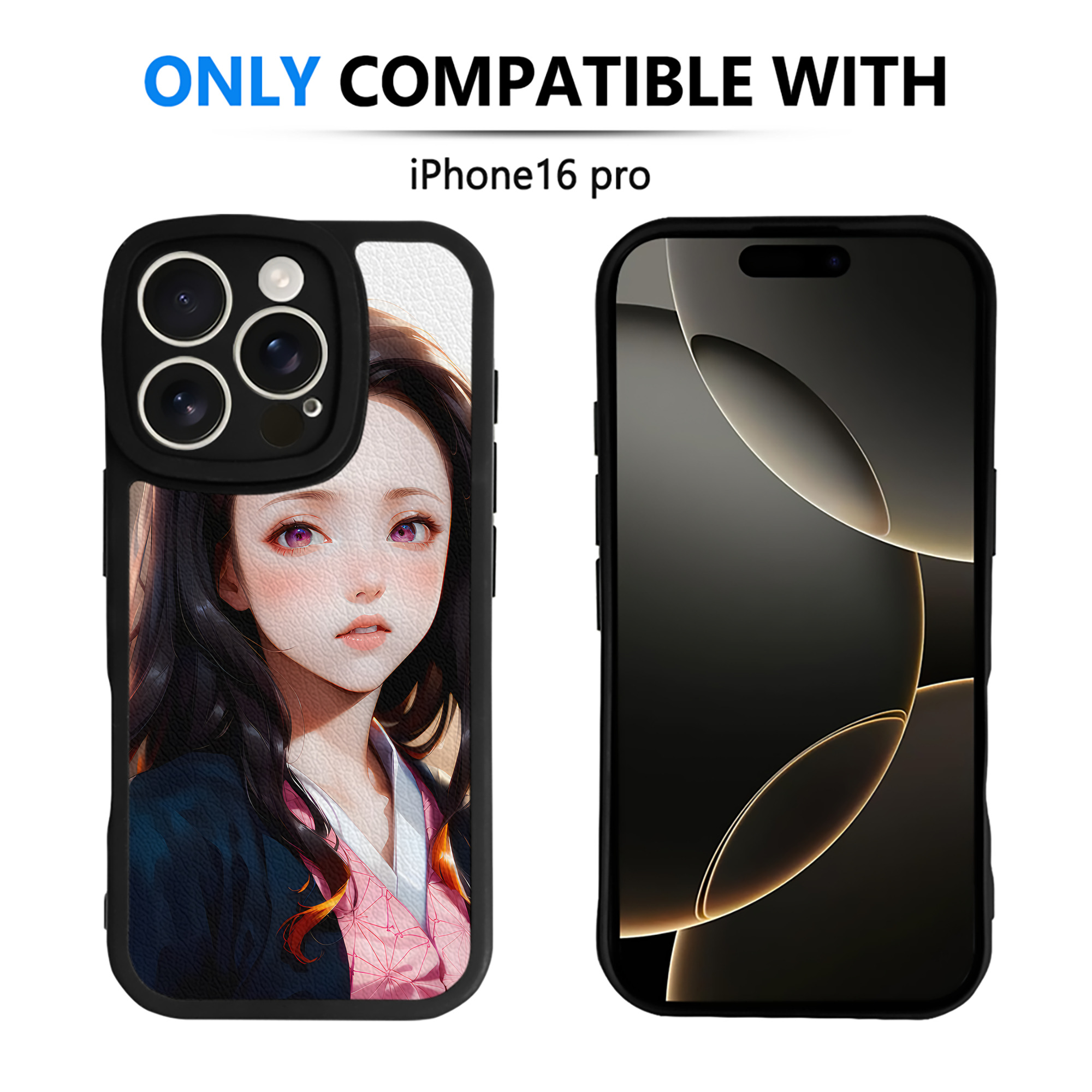 （画像用） 鬼滅の刃（きめつのやいば）竈門 禰󠄀豆子／かまど ねずこ Kamado Nezuko 【iPhone 16シリーズ対応】シリコンスマホケース（レザー調） 材質：シリコン
